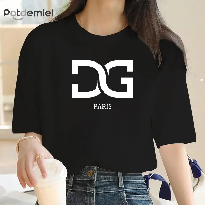 دي جي باريس تيشيرت  نصف كم واسع نسائي