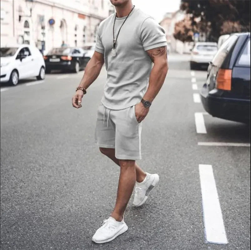 طقم رياضي صيفي بتصميم هيب هوب - أكمام قصيرة وشورت لمظهر أنيق ومريح