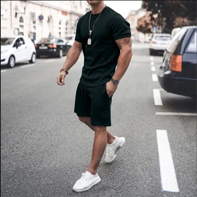 طقم رياضي صيفي بتصميم هيب هوب - أكمام قصيرة وشورت لمظهر أنيق ومريح