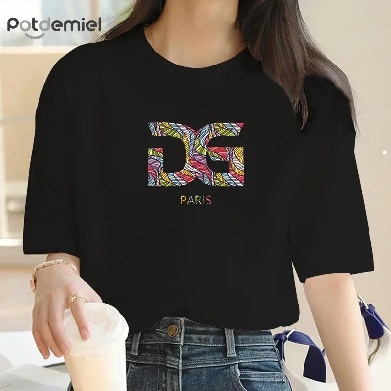 دي جي باريس تيشيرت  نصف كم واسع نسائي